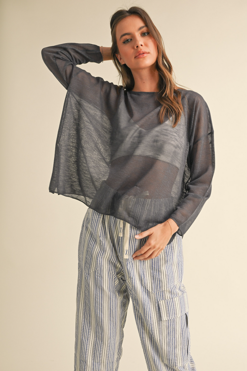 Light Gray Cuddle Up To You Top top