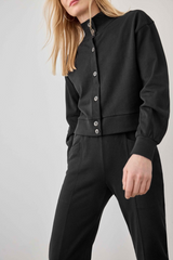 Black Mock Neck Cardigan Sweater
