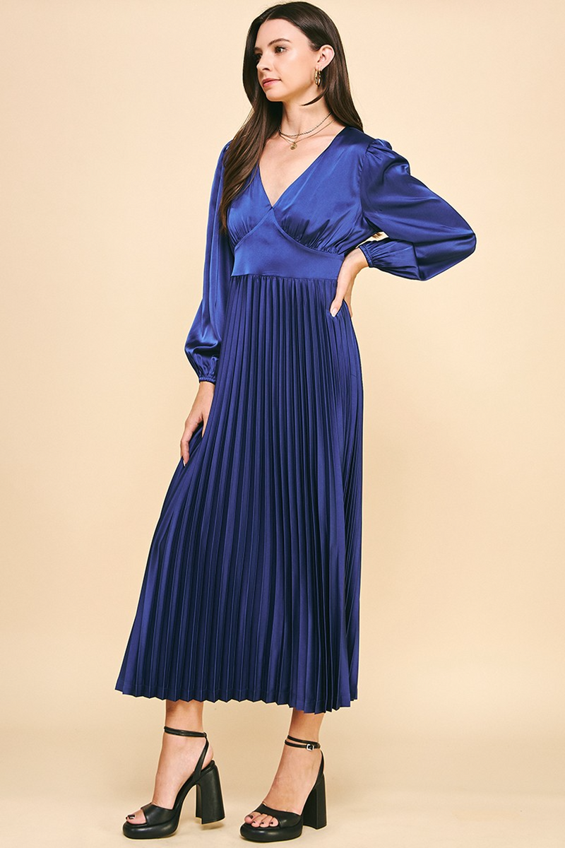 Dark Slate Gray Nantucket Pleated Midi Dress Midi Dress