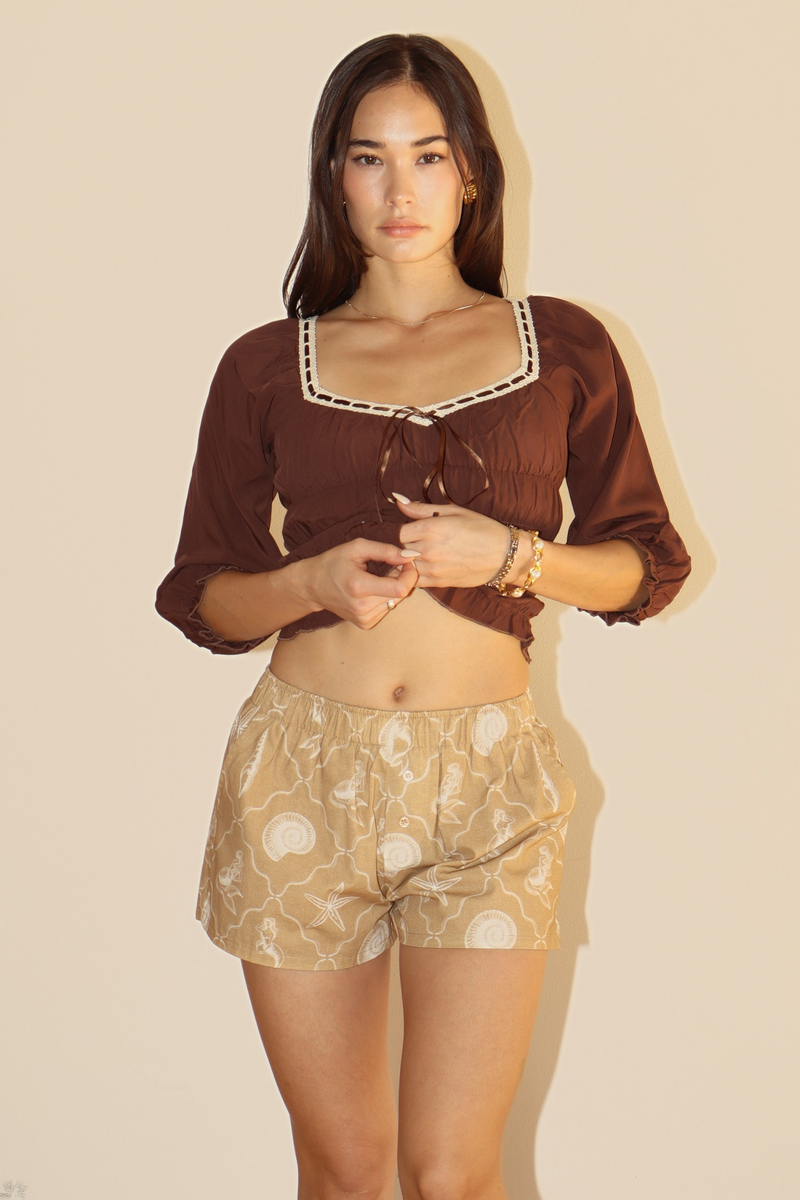 Wheat Mermaid Dreams and Seashell Schemes Shorts Short