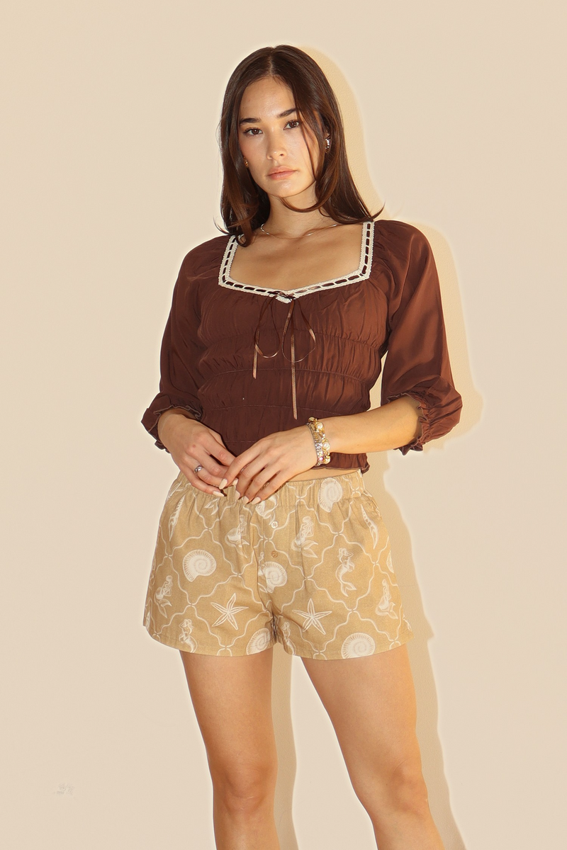 Wheat Mermaid Dreams and Seashell Schemes Shorts Short