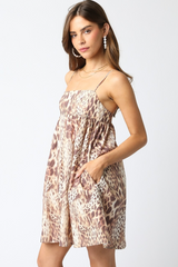 Beige Callie Mini Dress in Leopard Mini Dress