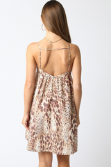 Beige Callie Mini Dress in Leopard Mini Dress