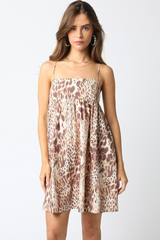 Antique White Callie Mini Dress in Leopard Mini Dress