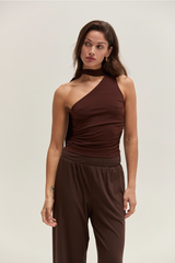 Light Gray Eve Tie Neck Sleeveless Top Top