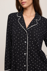 Black Luxe Dot PJ Top Pajama Top