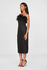 Dark Slate Gray Ginger | Feather Sheath Dress Midi Dress