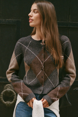 Black Medina Argyle Cardigan Cardigan