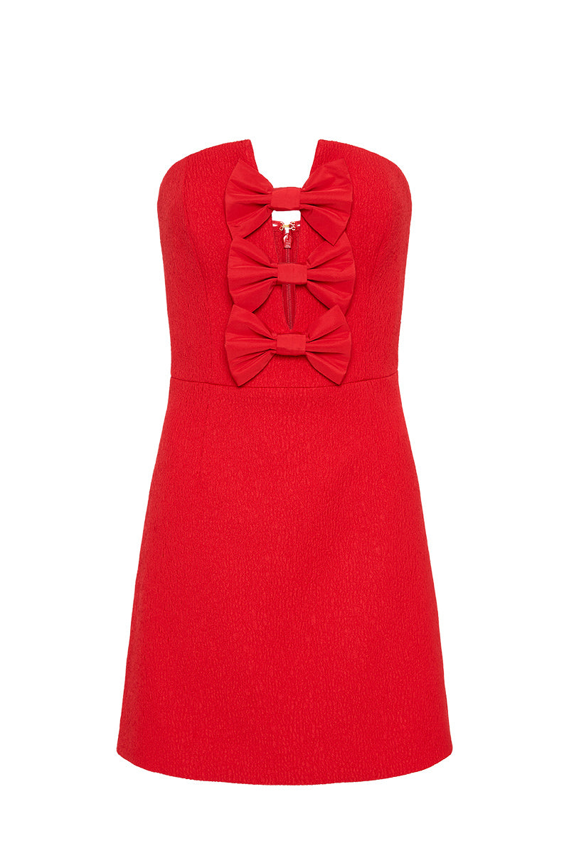 Firebrick Chiara Strapless Mini Mini Dress