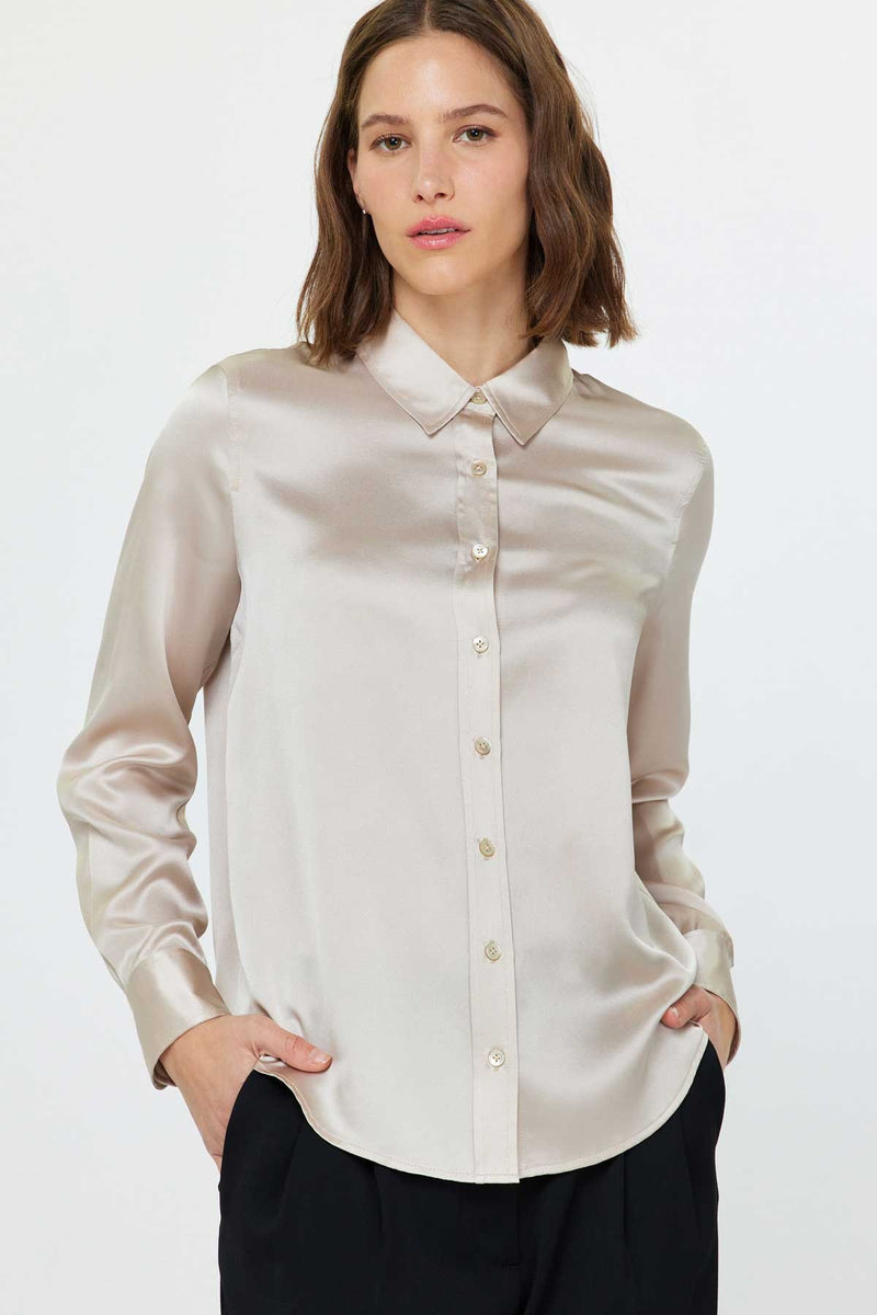 Light Gray Chambers Silk Blouse Blouse
