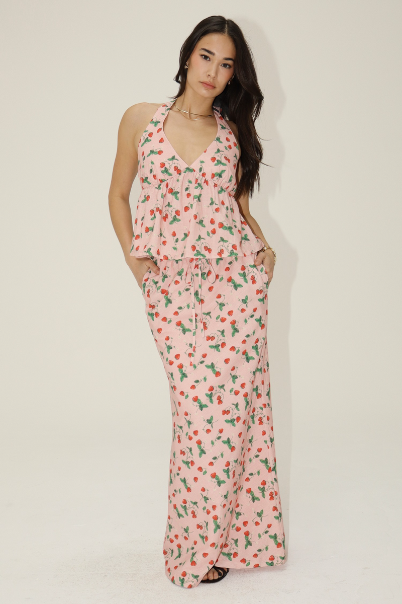 Berry Sweet Strawberry Maxi Skirt