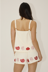 Light Gray Seashell Kiss Embroidered Shorts Short
