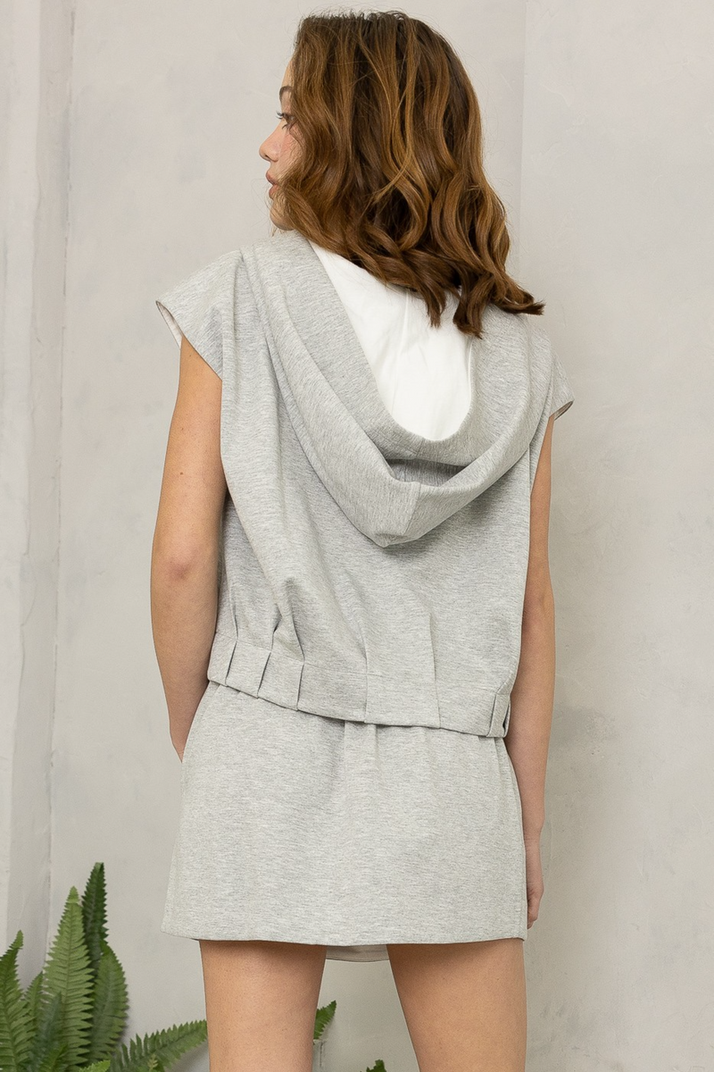 Gray Lee Sleeveless Zip Hoodie Top