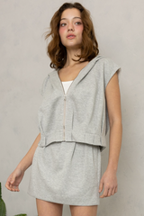 Gray Lee Sleeveless Zip Hoodie Top