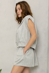 Gray Lee Sleeveless Zip Hoodie Top