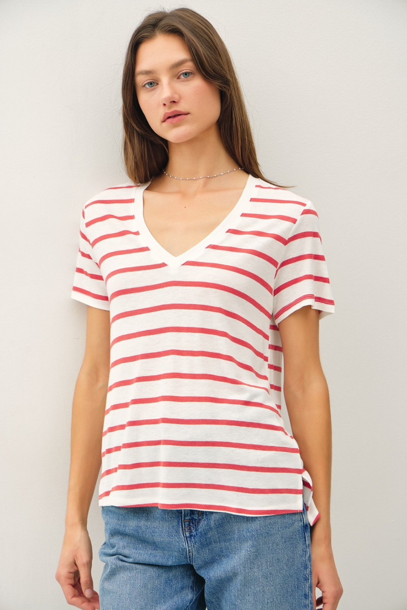 Light Gray Peyton Striped T-Shirt T Shirt