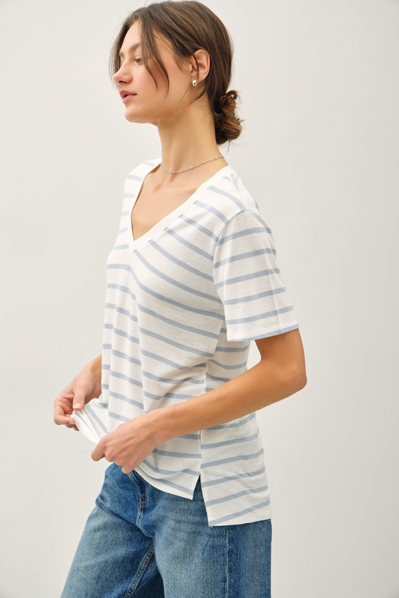 Light Gray Peyton Striped T-Shirt T Shirt
