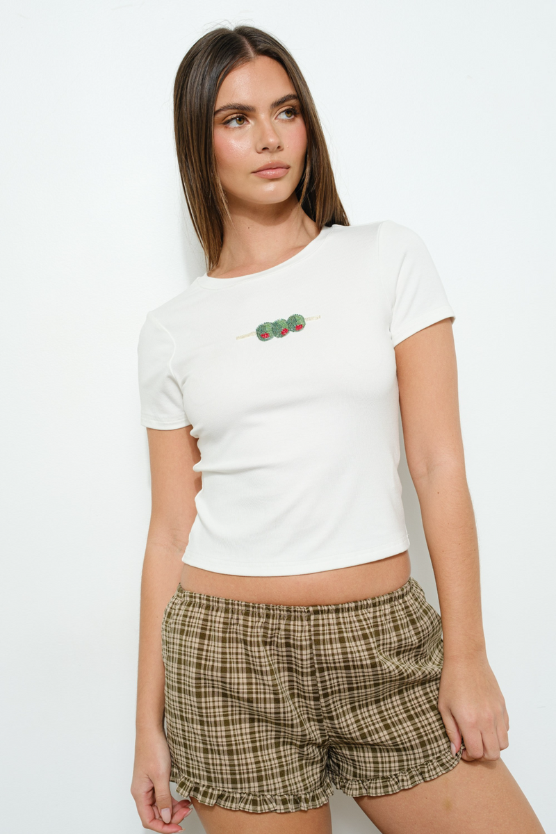Antique White Olives Beaded Tee T Shirt