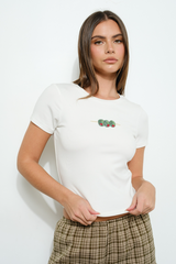Antique White Olives Beaded Tee T Shirt