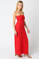 Firebrick Babette Linen Maxi maxi dress