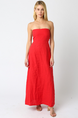 Firebrick Babette Linen Maxi maxi dress