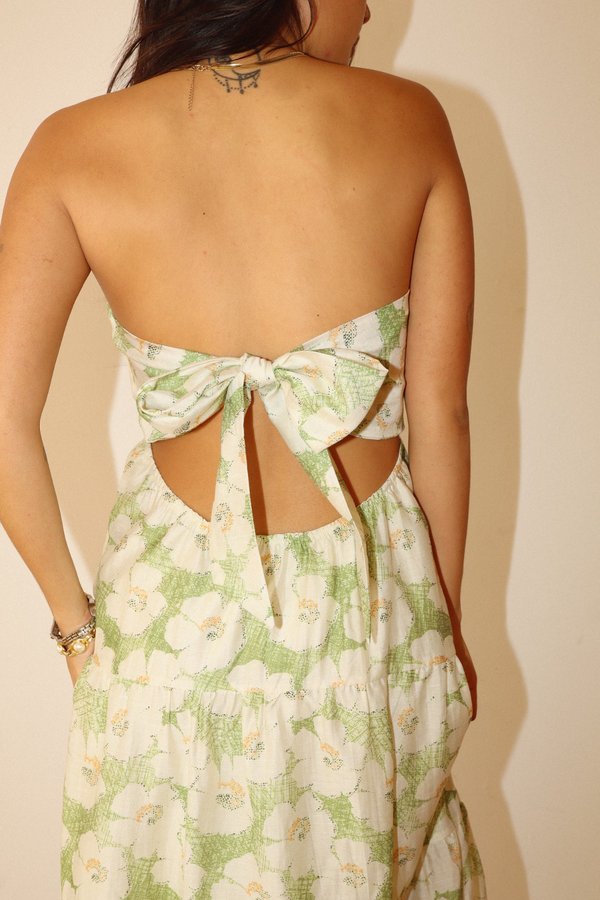 Tan Anchorage Strapless Floral Maxi Dress Maxi Dress
