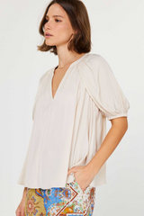 Antique White London Puff Sleeve Blouse Blouse