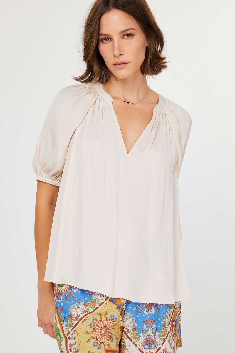 Light Gray London Puff Sleeve Blouse Blouse