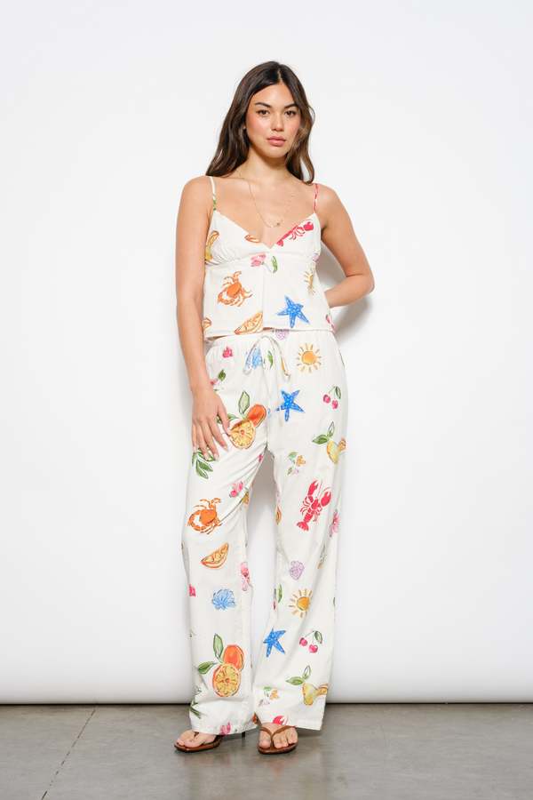 White Smoke Tropic Pop Drawstring Pant Pant