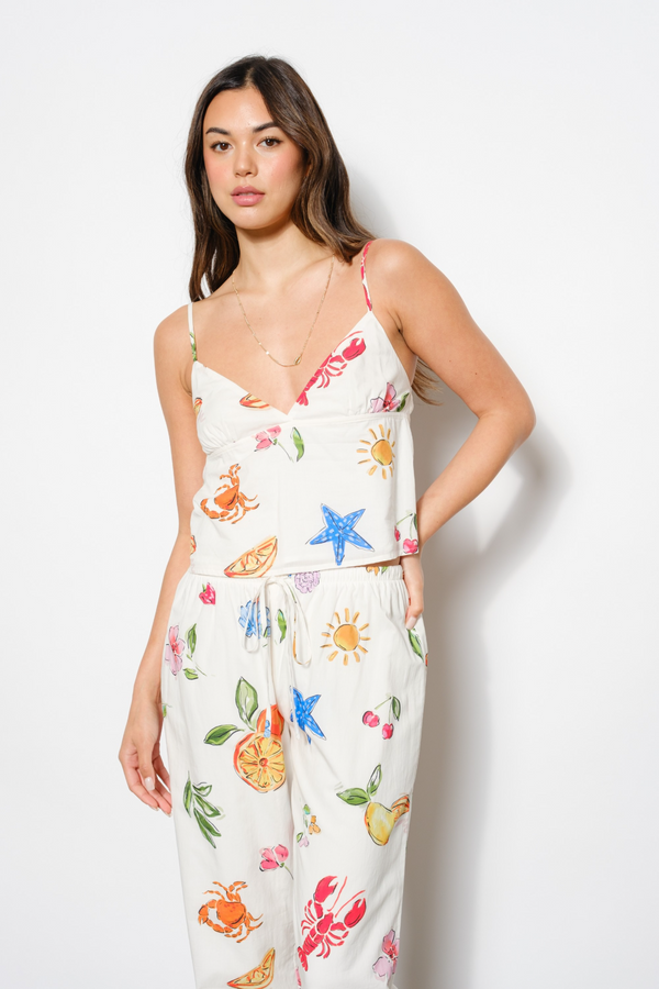 Beige Tropic Pop Cami Tank