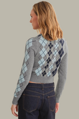 Dark Gray Serena Intarsia Argyle Cardigan Cardigan