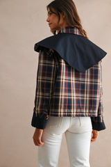 Dark Gray Autumn Reversible Plaid Jacket Jacket