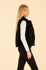 Bisque Plush Faux Fur Notch Collar Vest Vest