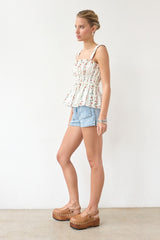 Antique White Primrose Floral Top Top