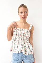 Antique White Primrose Floral Top Top