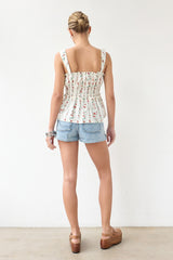 Antique White Primrose Floral Top Top