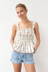 Antique White Primrose Floral Top Top