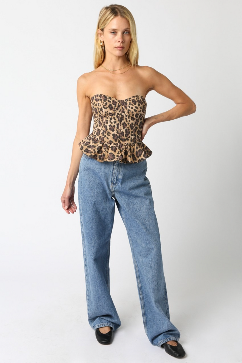 Light Gray Talk That Talk Top in Leopard Top