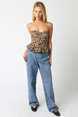 Antique White Talk That Talk Top in Leopard Top