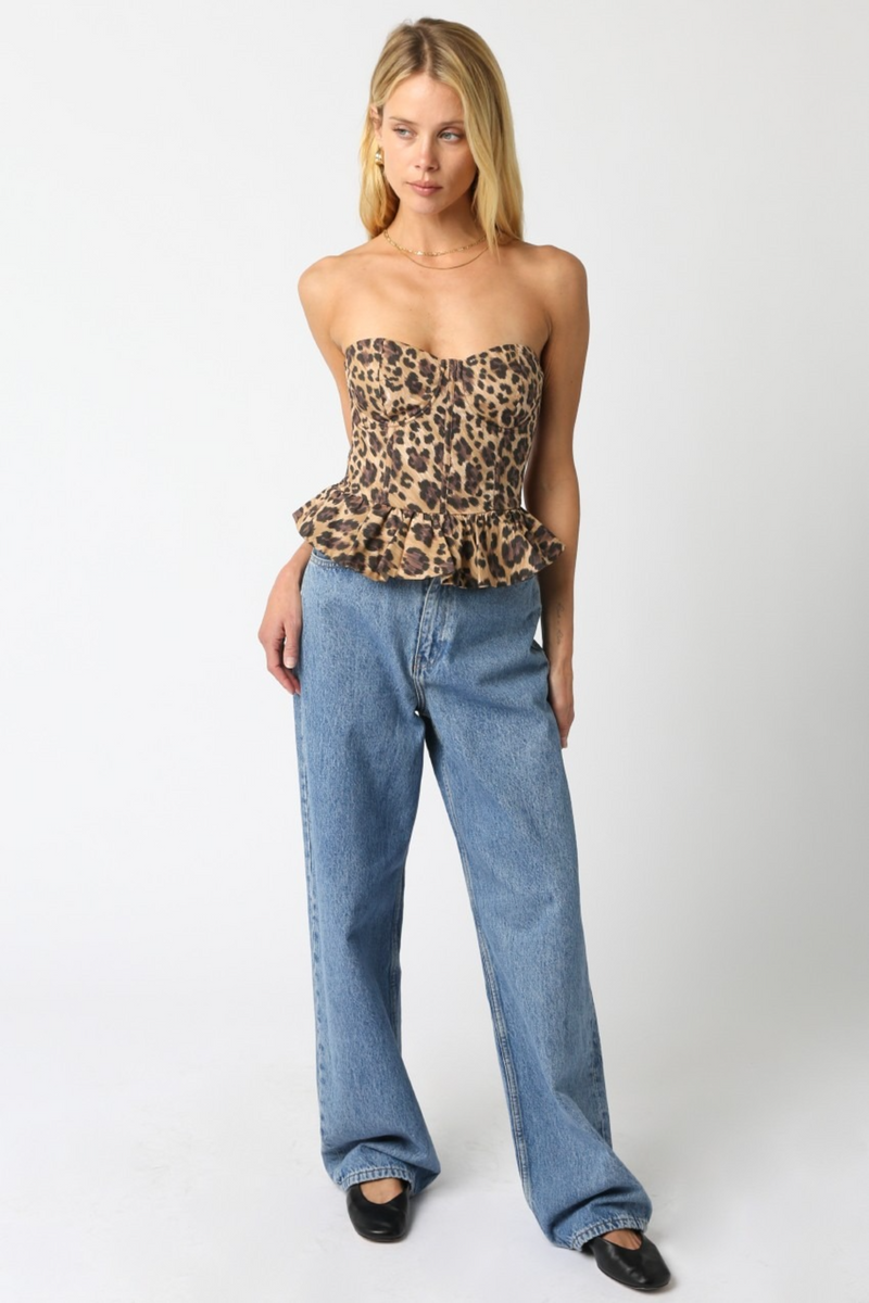 Antique White Talk That Talk Top in Leopard Top