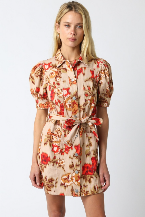Antique White Haven Floral Mini Dress Mini Dress