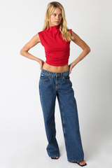 Light Gray Chessington Crop Top Top