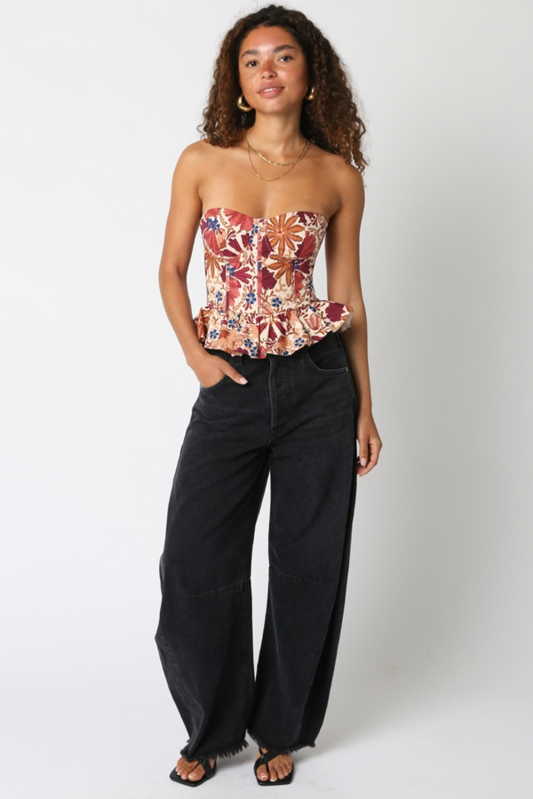 Light Gray Wild Honey Floral Top Top