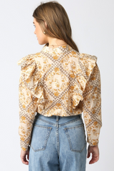 Antique White Golden Drift Ruffled Shirt Shirt