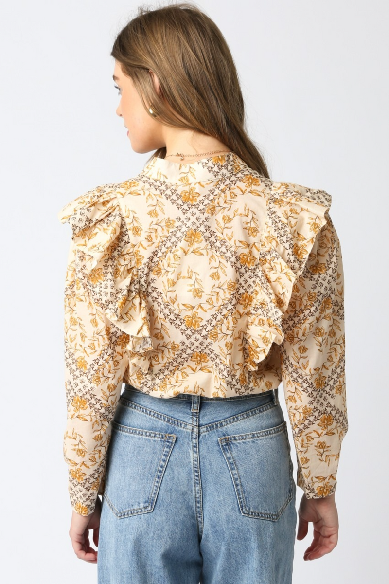 Antique White Golden Drift Ruffled Shirt Shirt