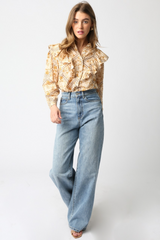 Beige Golden Drift Ruffled Shirt Shirt