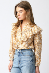 Antique White Golden Drift Ruffled Shirt Shirt