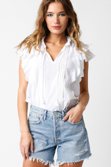Antique White Feeling Frilly Top Top