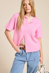 Light Gray Wren Short Sleeve Cardigan Cardigan
