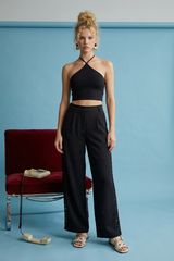 Sky Blue Annie Crochet Side Pant Pant